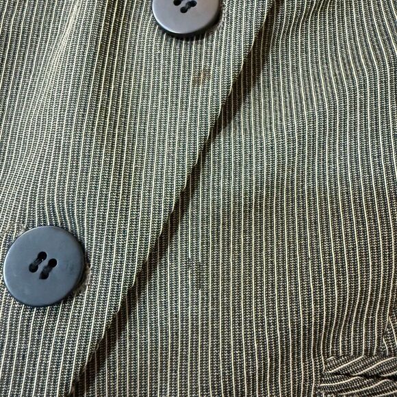 Ann Klein Black Brown Grey Stripe Blazer Jacket Tim Burton 8 Medium Button Up Wo - Picture 4 of 8